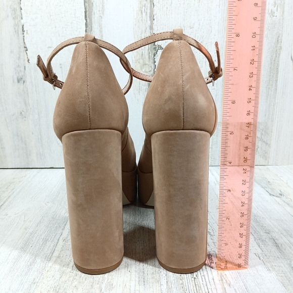 Steve Madden Artem Ankle Strap Pump In Tan Platform Heels #42 - Picture 10 of 13